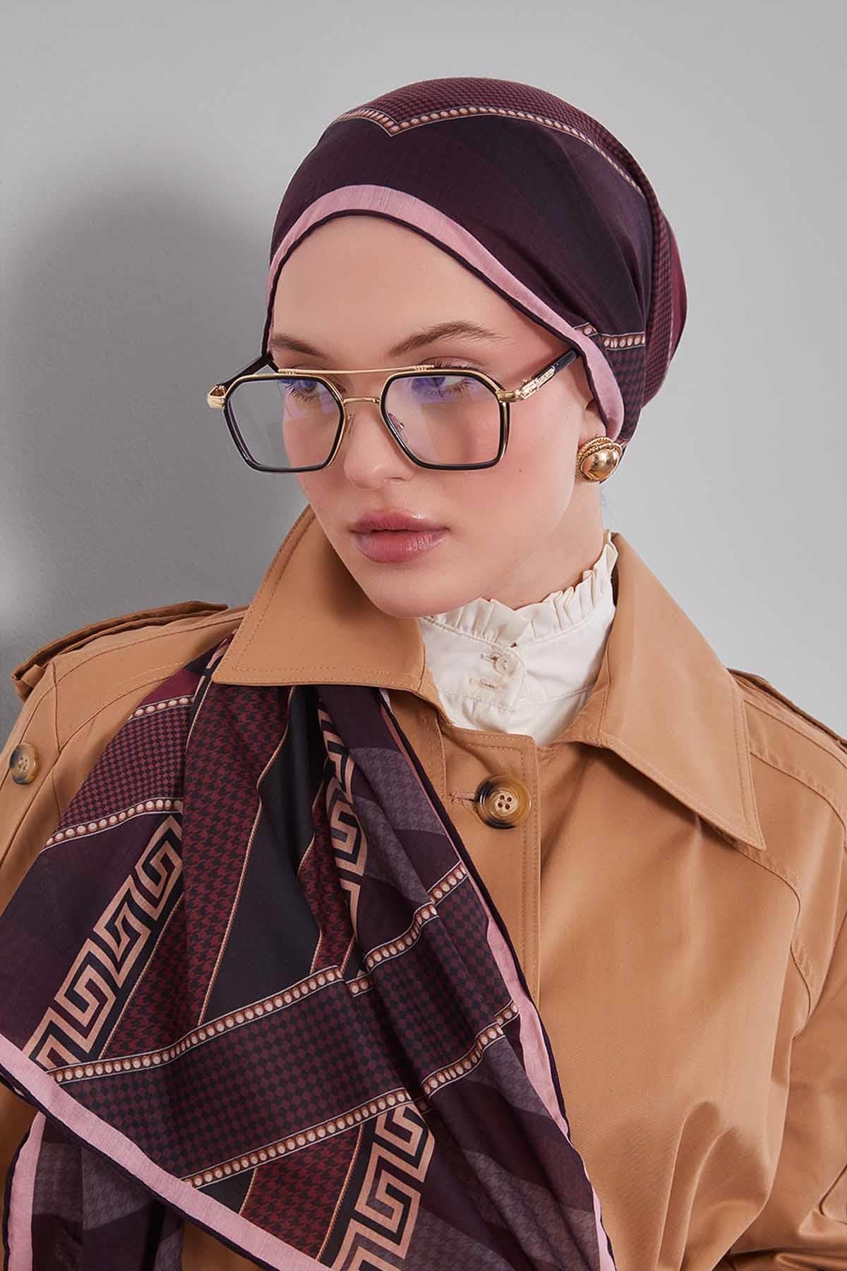 Fivescarf Pembe Boncuk Desen Silk Coton Eşarp