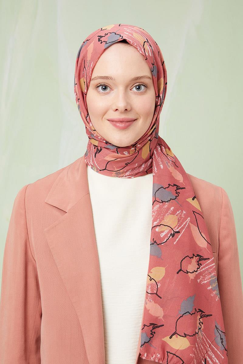 Fivescarf Pembe Desenli Cotton Şal