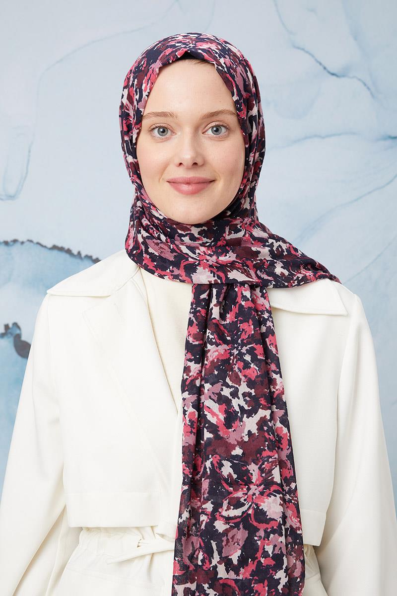 Fivescarf Pembe Desenli Cotton Şal