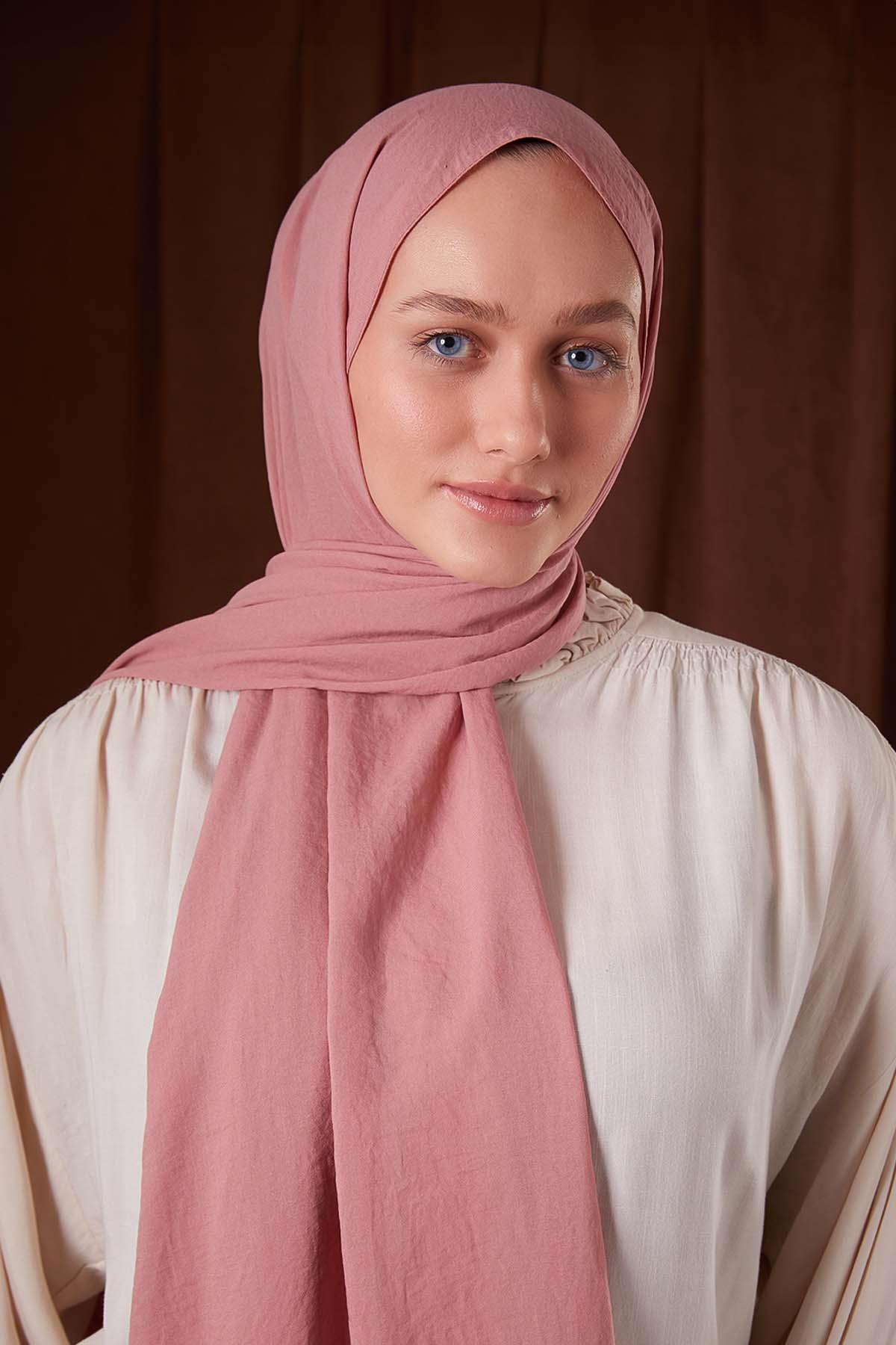Fivescarf Pembe Düz Luna Cotton Şal