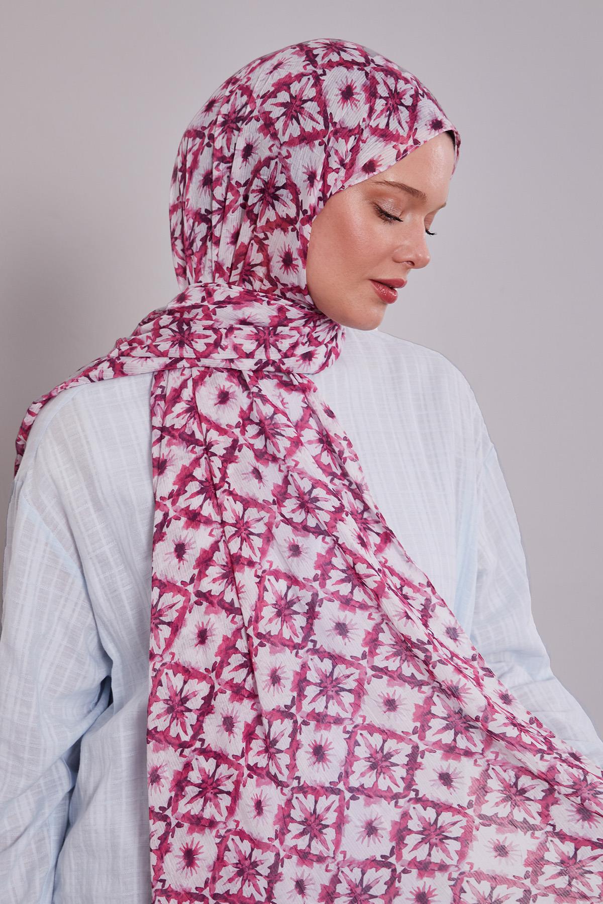 Fivescarf Pembe Kar Tanesi Desenli Craze Comfort Şal