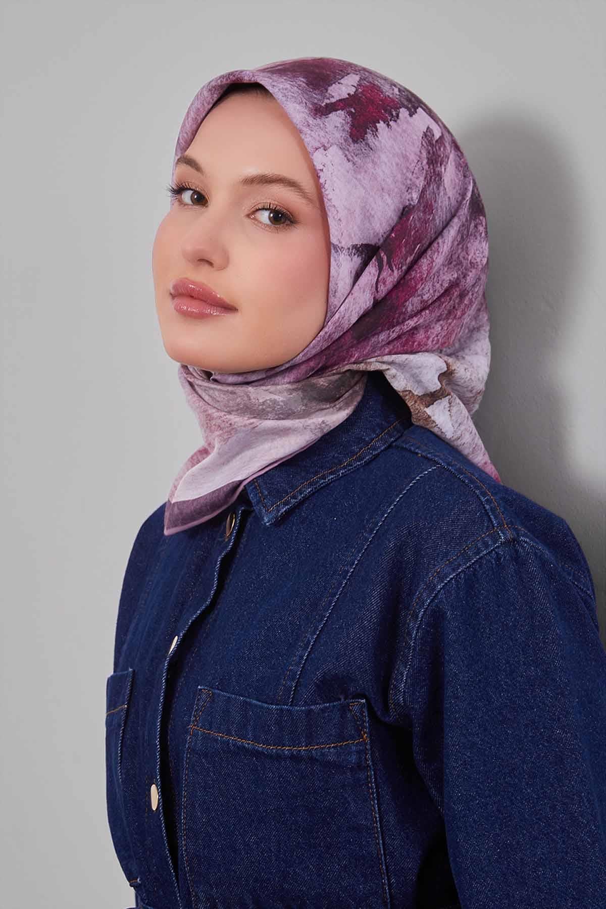 Fivescarf Pembe Soyut Desen Silk Coton Eşarp