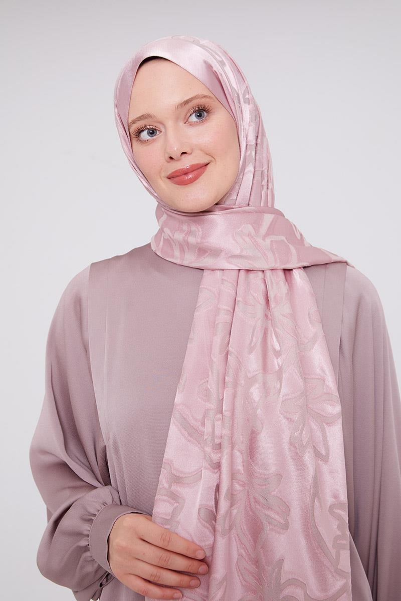 Fivescarf Pembe Yonca Desen Deluxe Devore Şal