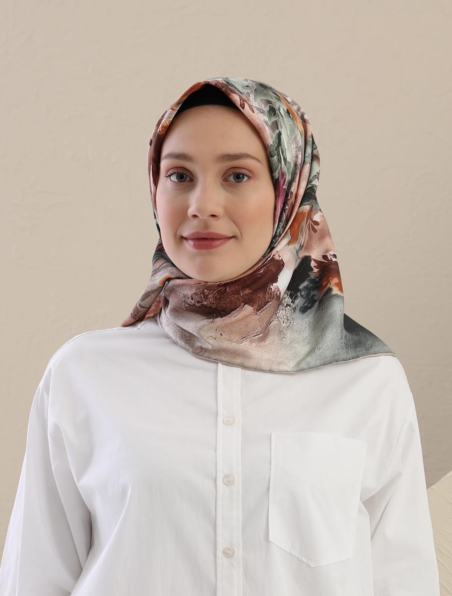 Fivescarf Petrol Mavisi Twill Digital Eşarp