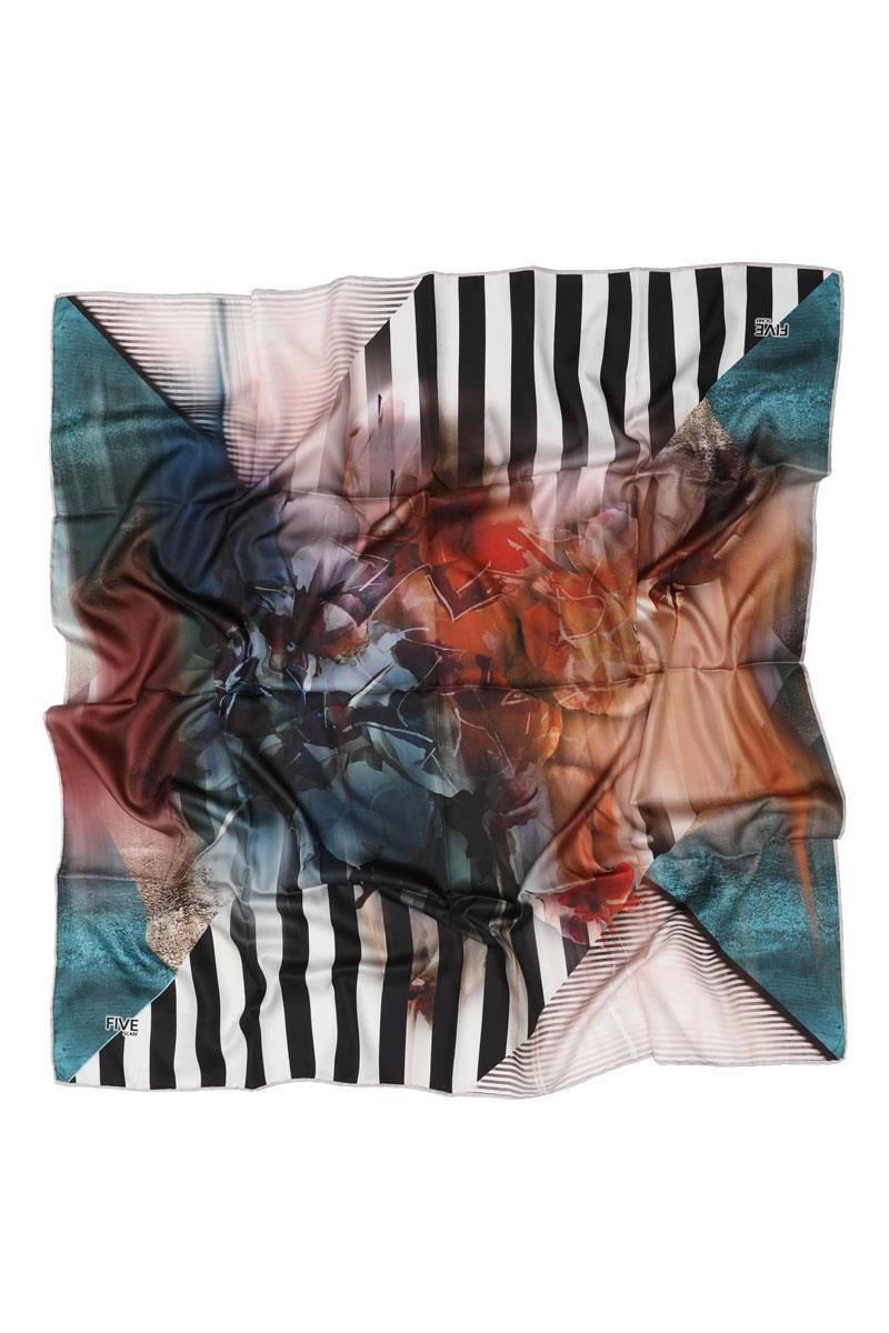 Fivescarf Petrol Mavisi Twill Digital Eşarp