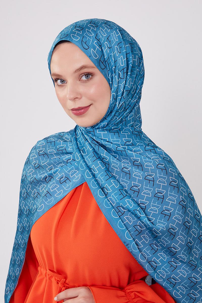 Fivescarf Petrol Yeşili Harf Desen Brand Şal