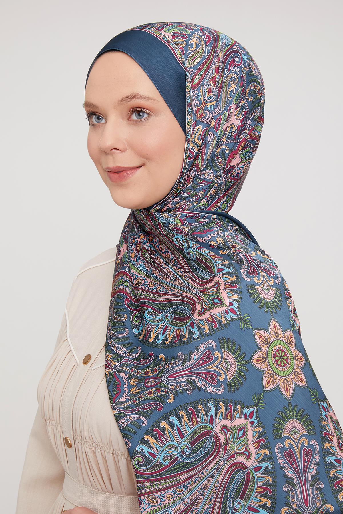 Fivescarf Petrol Yeşili Motif Desen Brand Şal