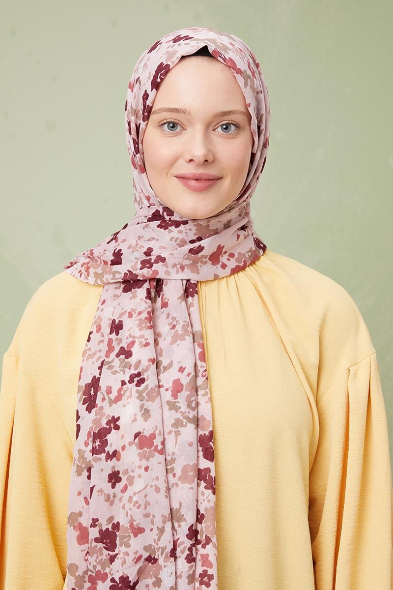 Fivescarf Pudra Desenli Cotton Şal