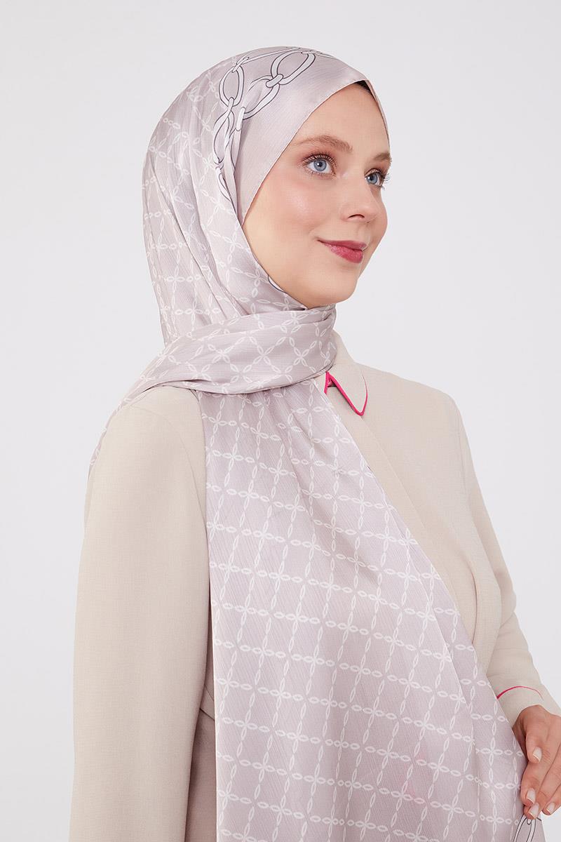 Fivescarf Pudra Kare Zincir Desenli Brand Şal