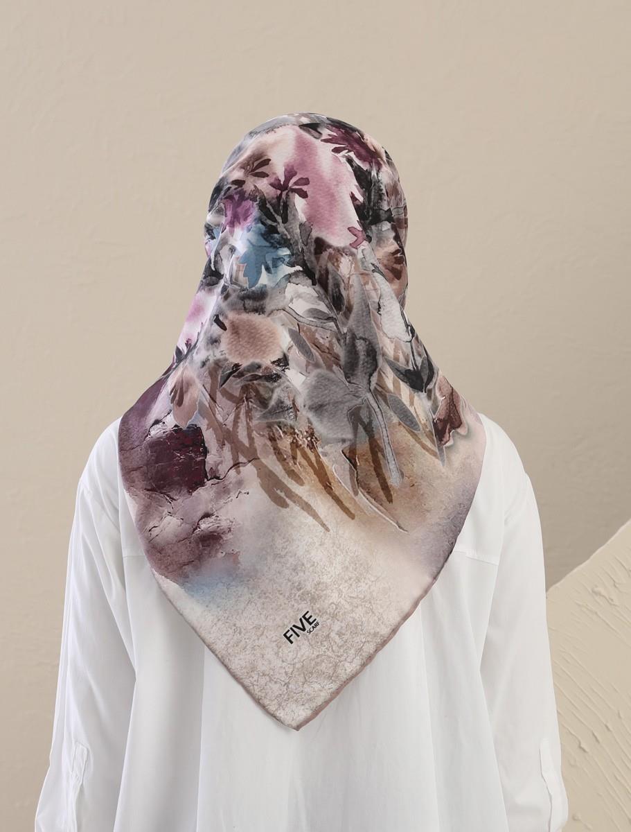 Fivescarf Pudra Twill Digital Eşarp