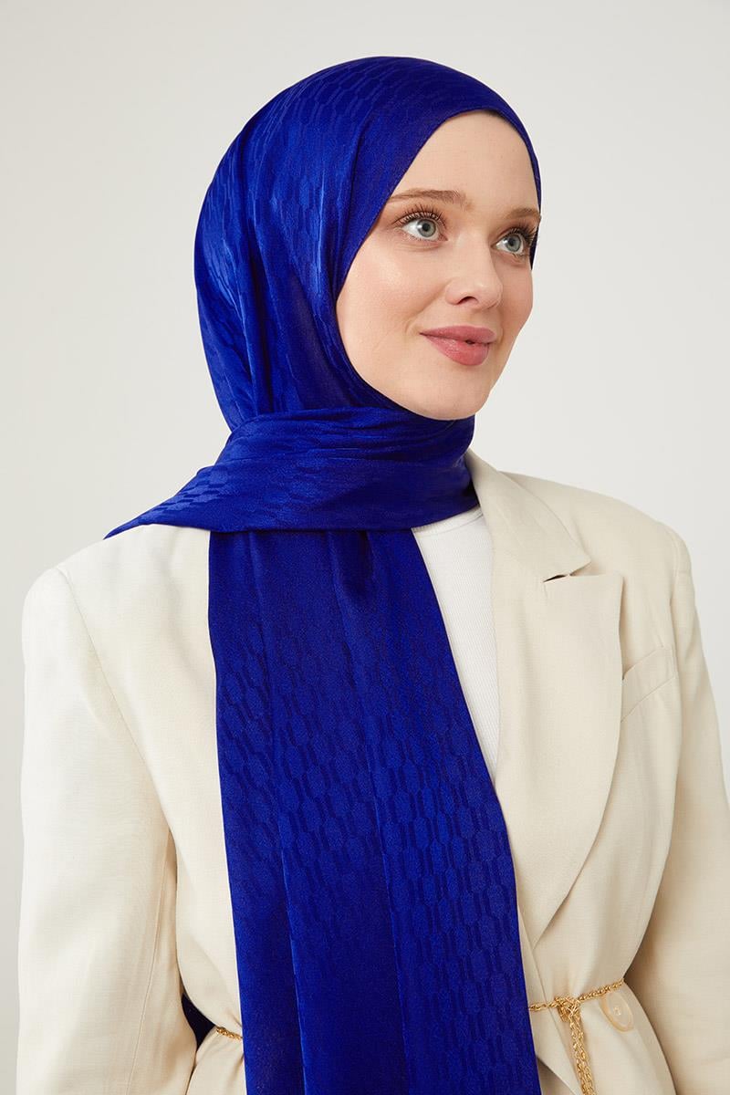 Fivescarf Saks Burgu Desen Jakarlı Elegance Şal