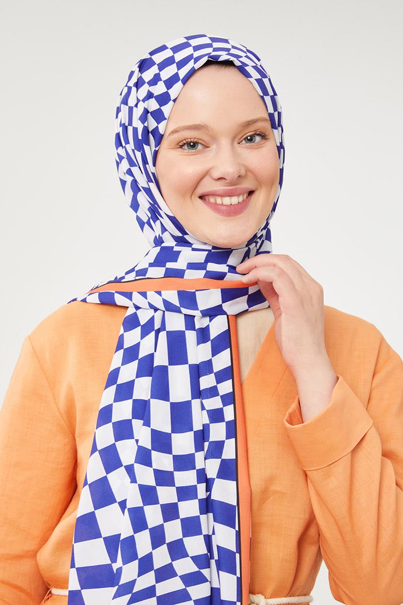 Fivescarf Saks Dama Desen Mono Krep Şal