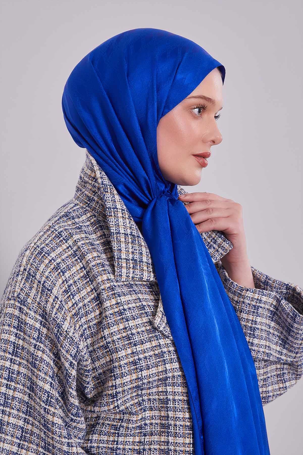 Fivescarf Saks Örgü Desen Jakar Şal