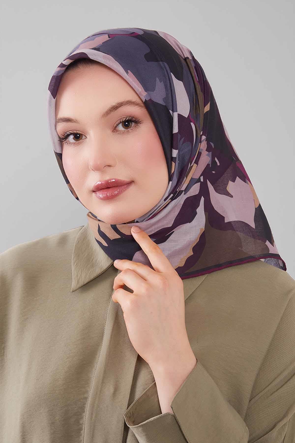 Fivescarf Sarı Karışık Desen Silk Coton Eşarp