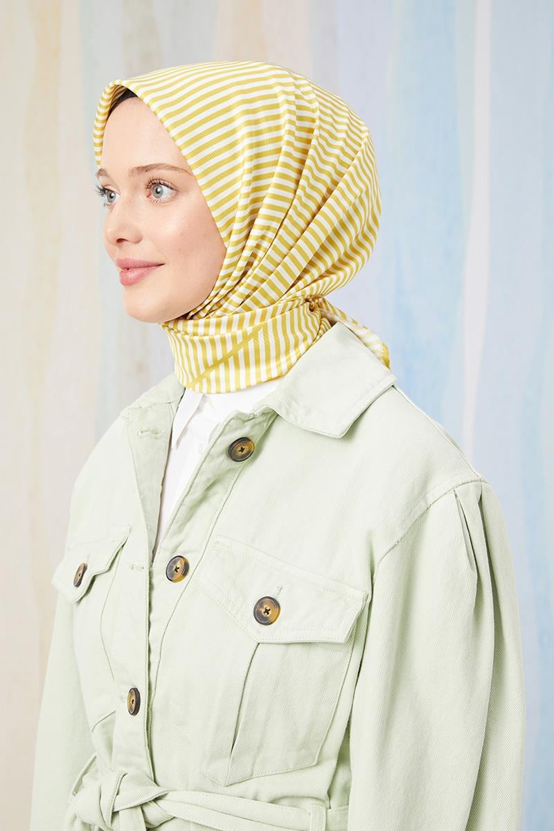 Fivescarf Sarı Twill Digital Eşarp