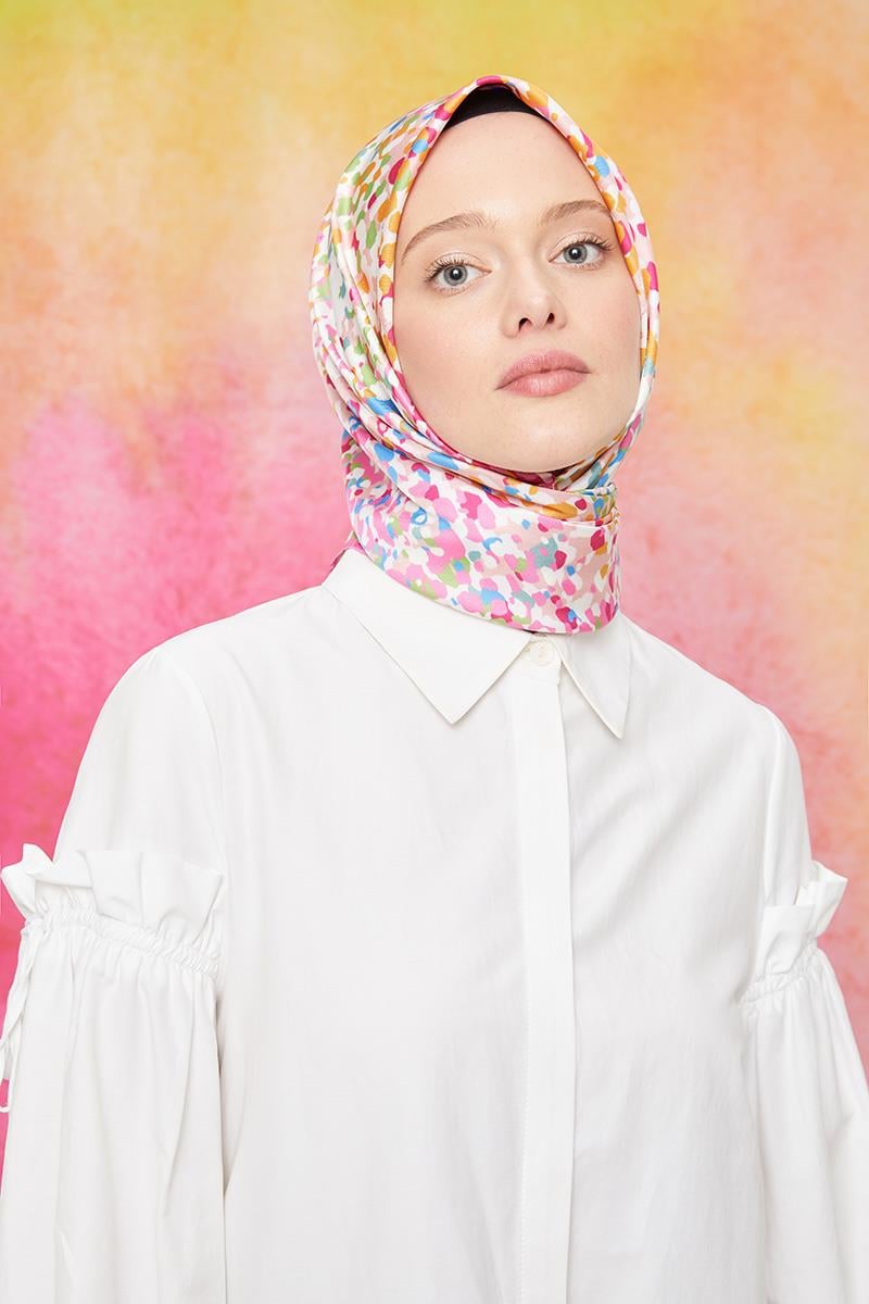 Fivescarf Şeker Pembesi Twill Digital Eşarp