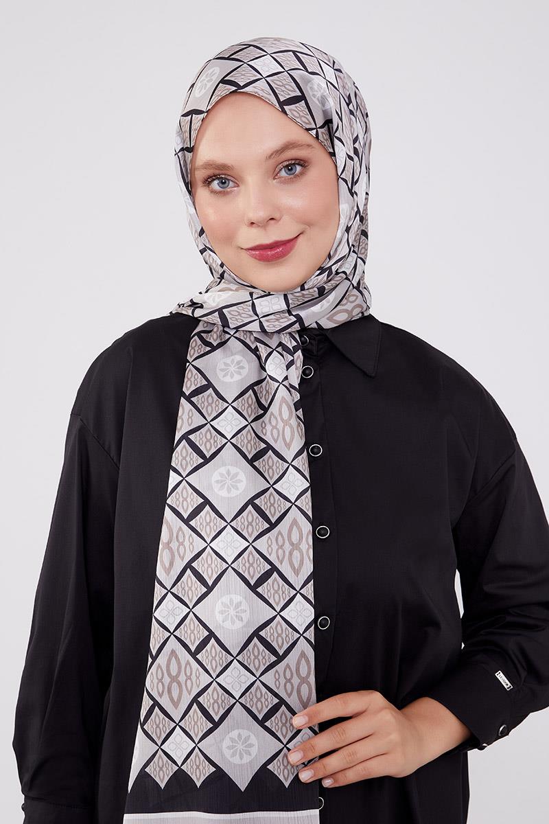 Fivescarf Siyah - Bej Damla Desen Brand Şal