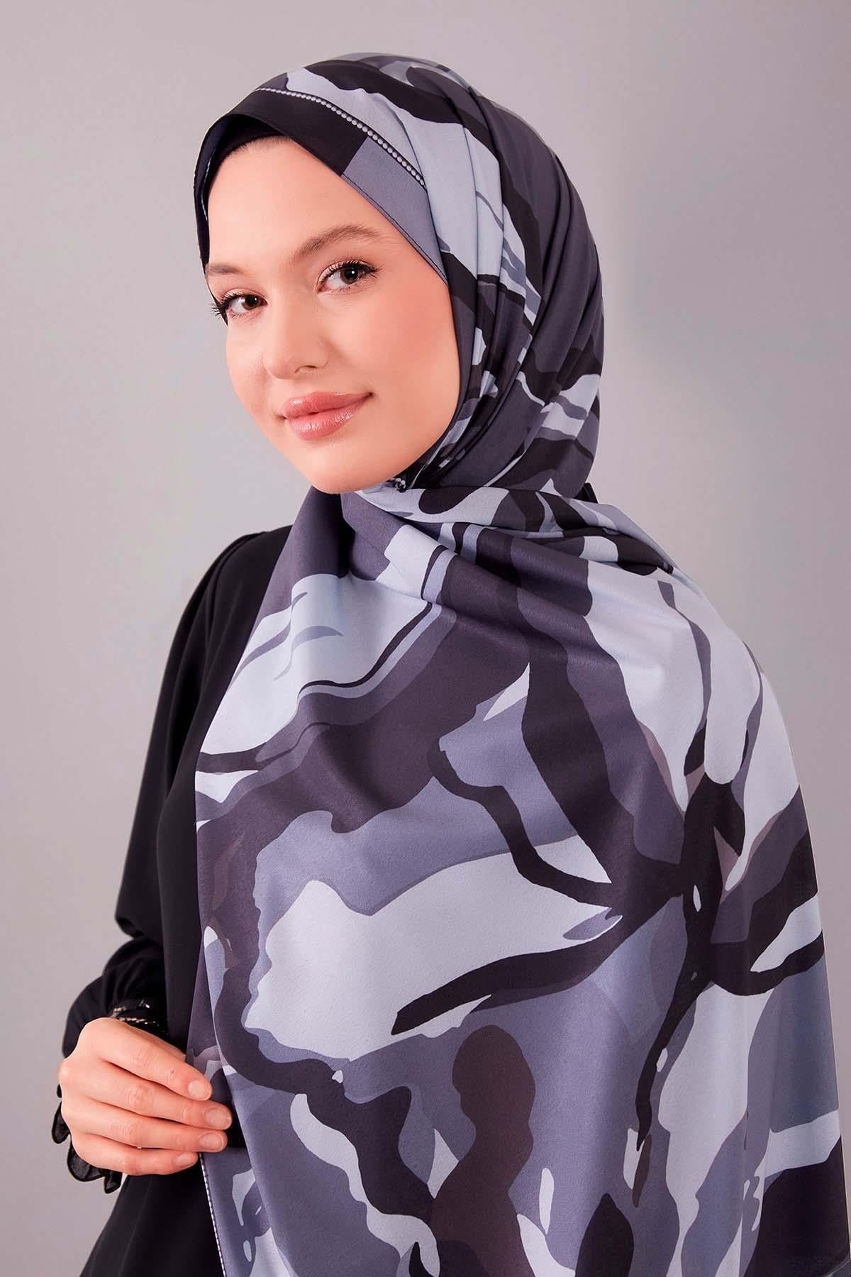Fivescarf Siyah Fırça Desen Moos Chrep Şal