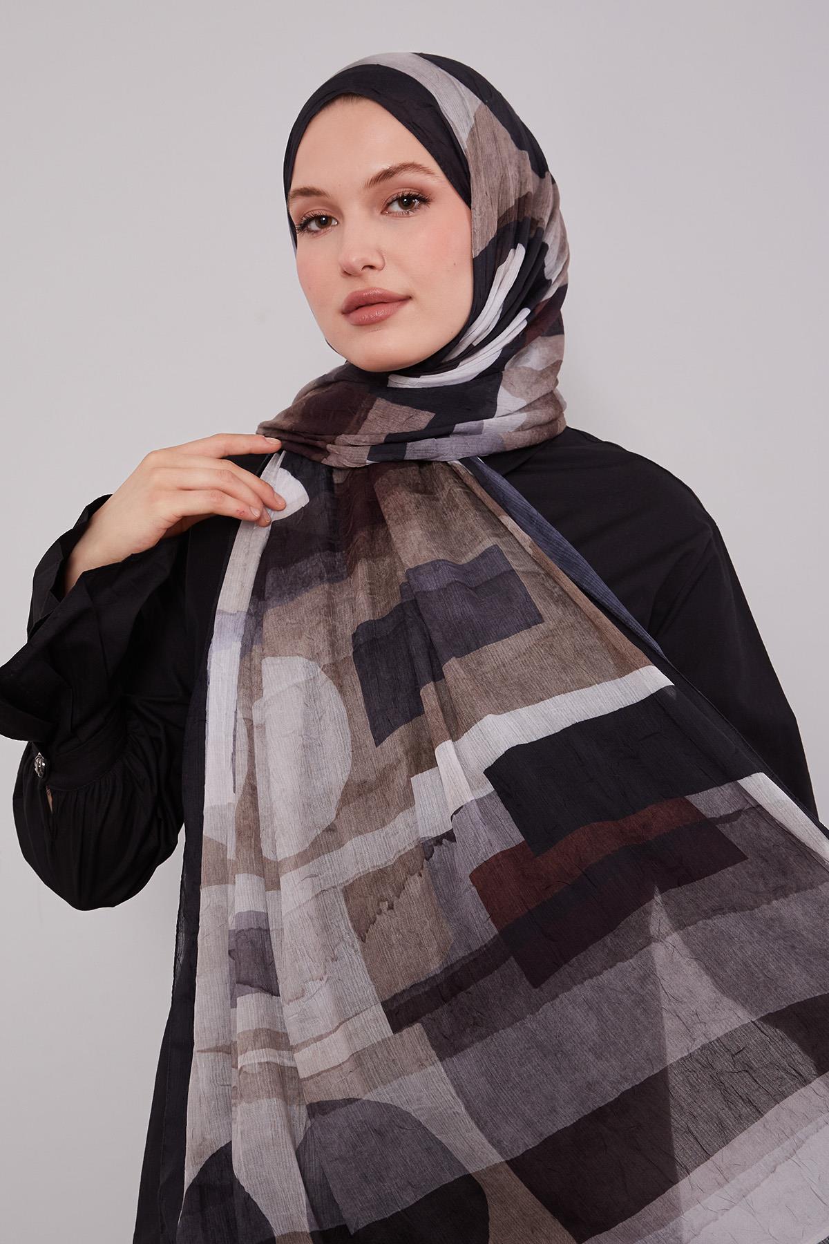 Fivescarf Siyah Geometrik Desen Craze Comfort Şal