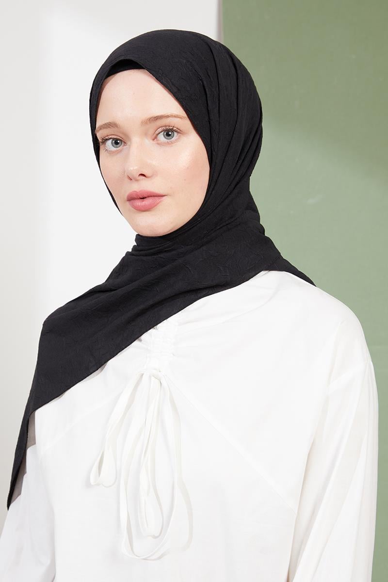 Fivescarf Siyah Kraş Krep Şal