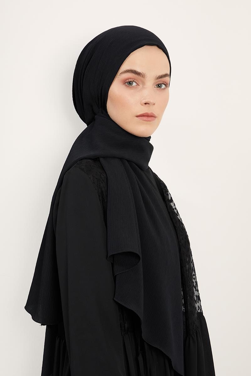 Fivescarf Siyah Krinkıl Şal