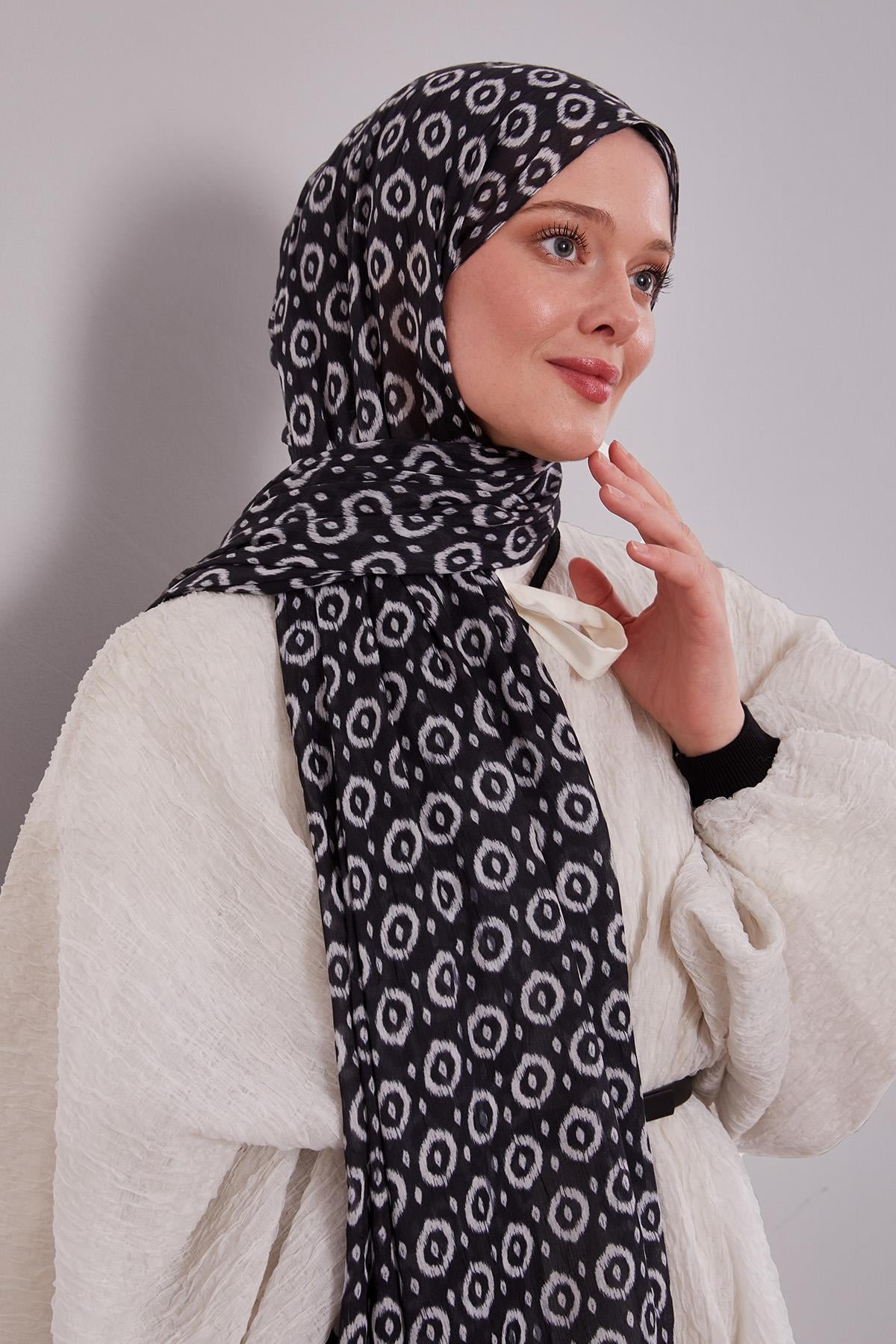 Fivescarf Siyah Micro Desenli Craze Comfort Şal