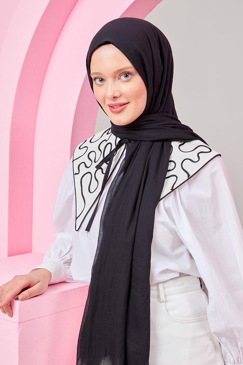 Fivescarf Siyah Olay Pamuk Şal