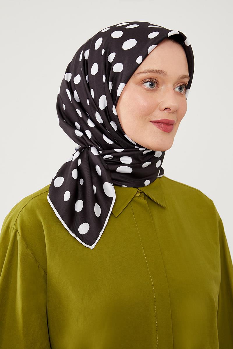 Fivescarf Siyah Twill Digital Eşarp