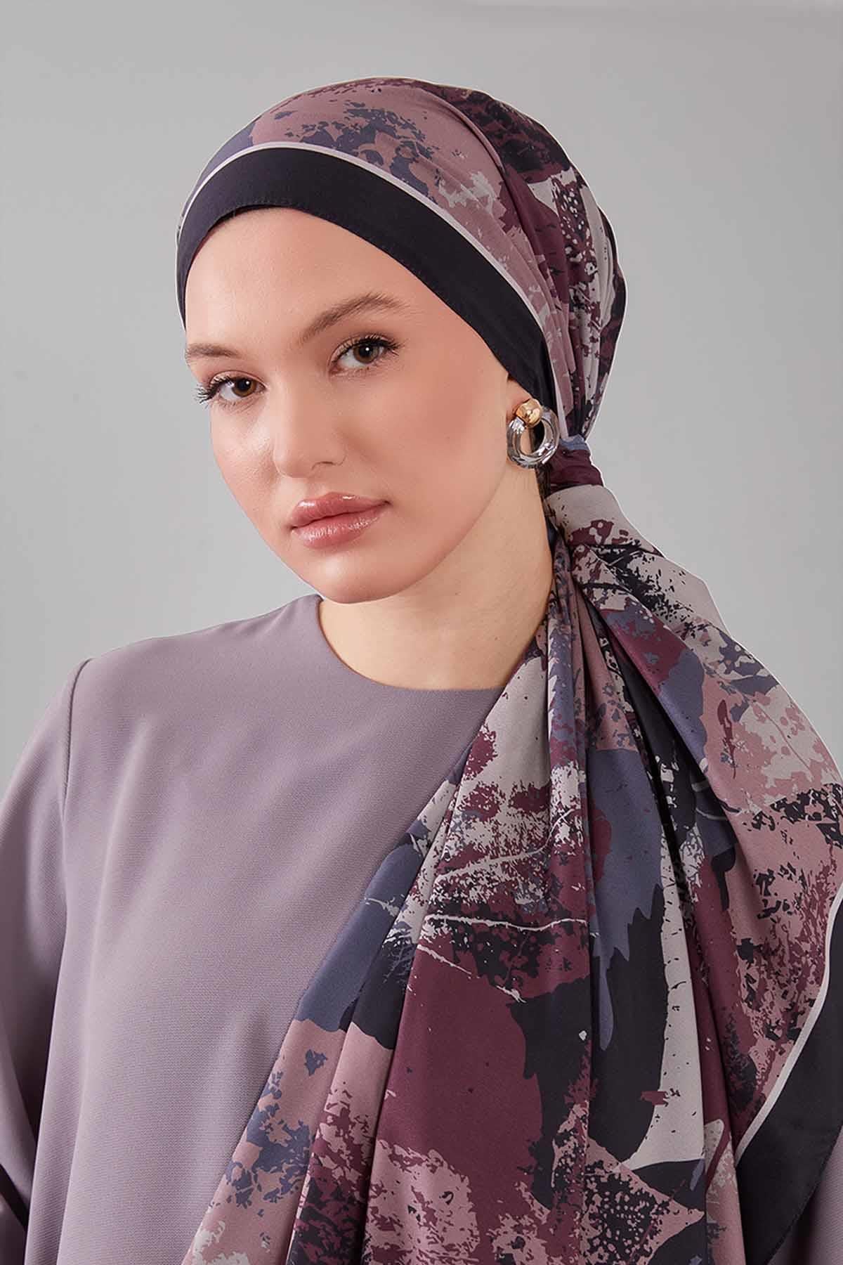 Fivescarf Siyah Yaprak Desen Moos Chrep