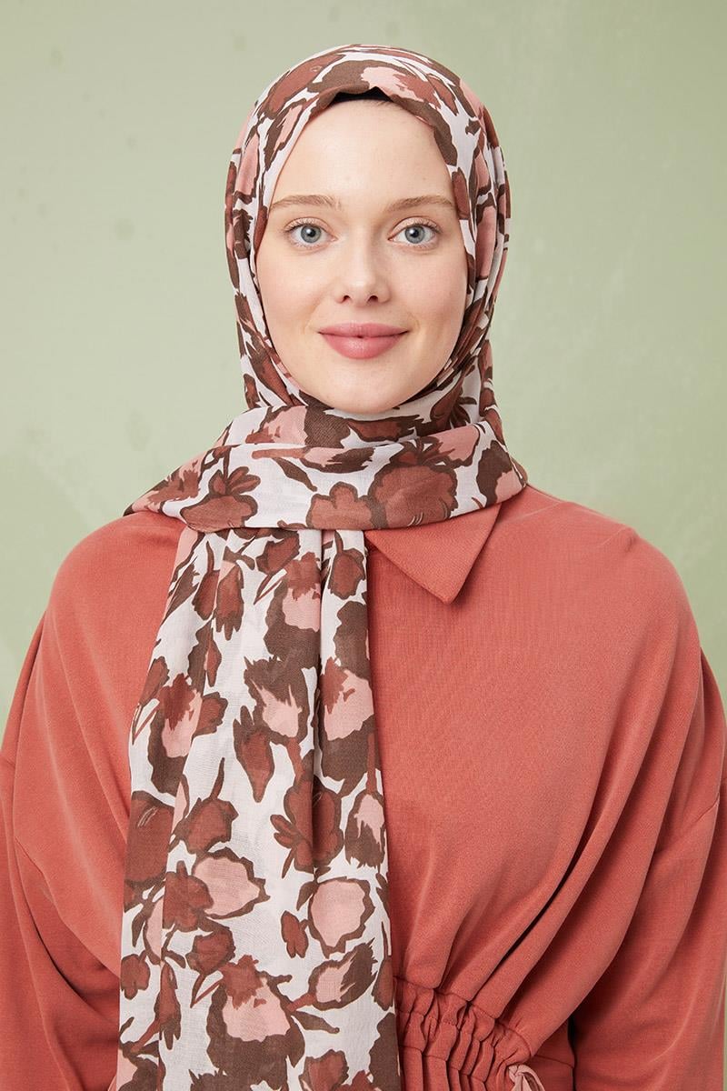 Fivescarf Somon Desenli Cotton Şal