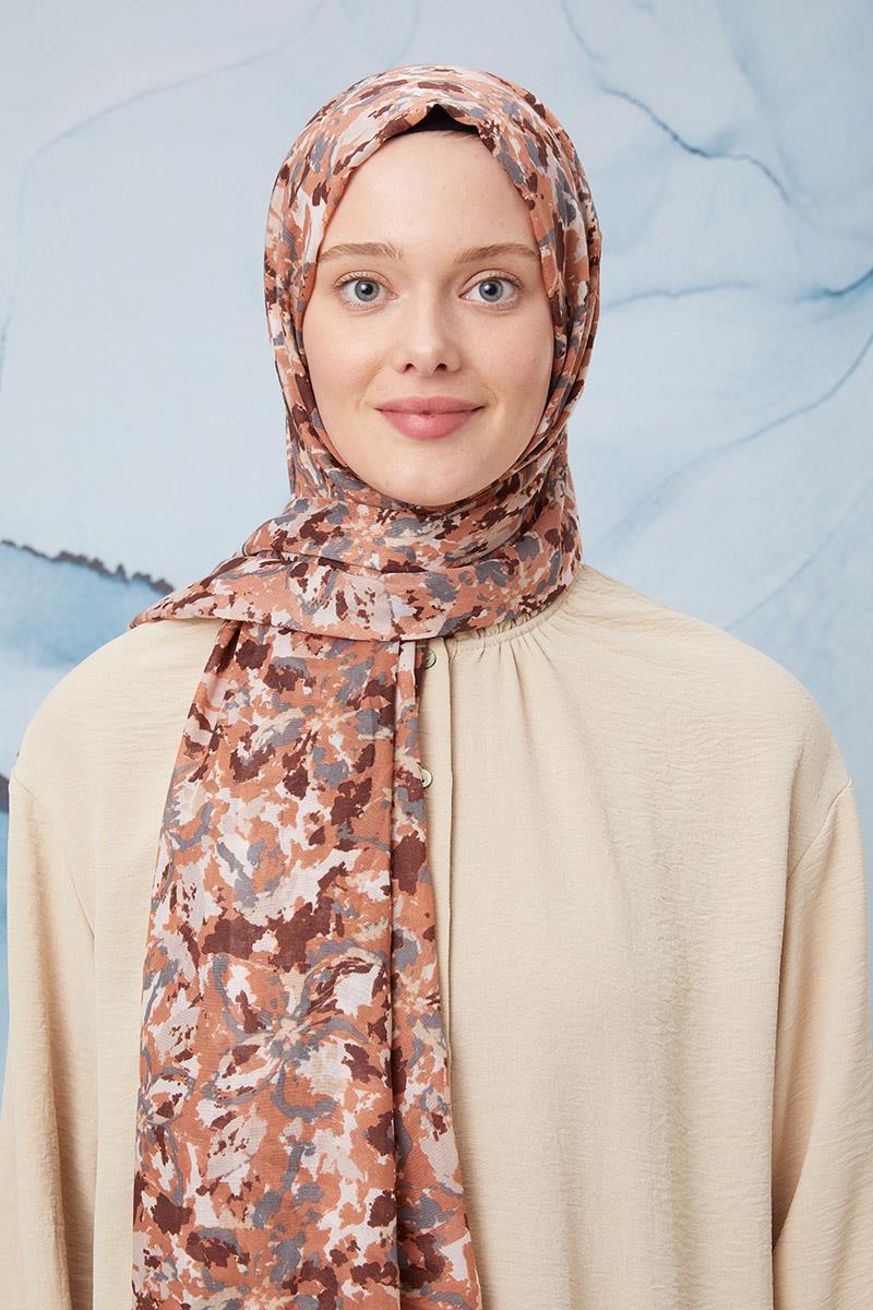 Fivescarf Somon Desenli Cotton Şal