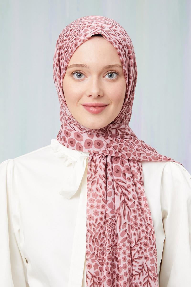 Fivescarf Somon Desenli Cotton Şal