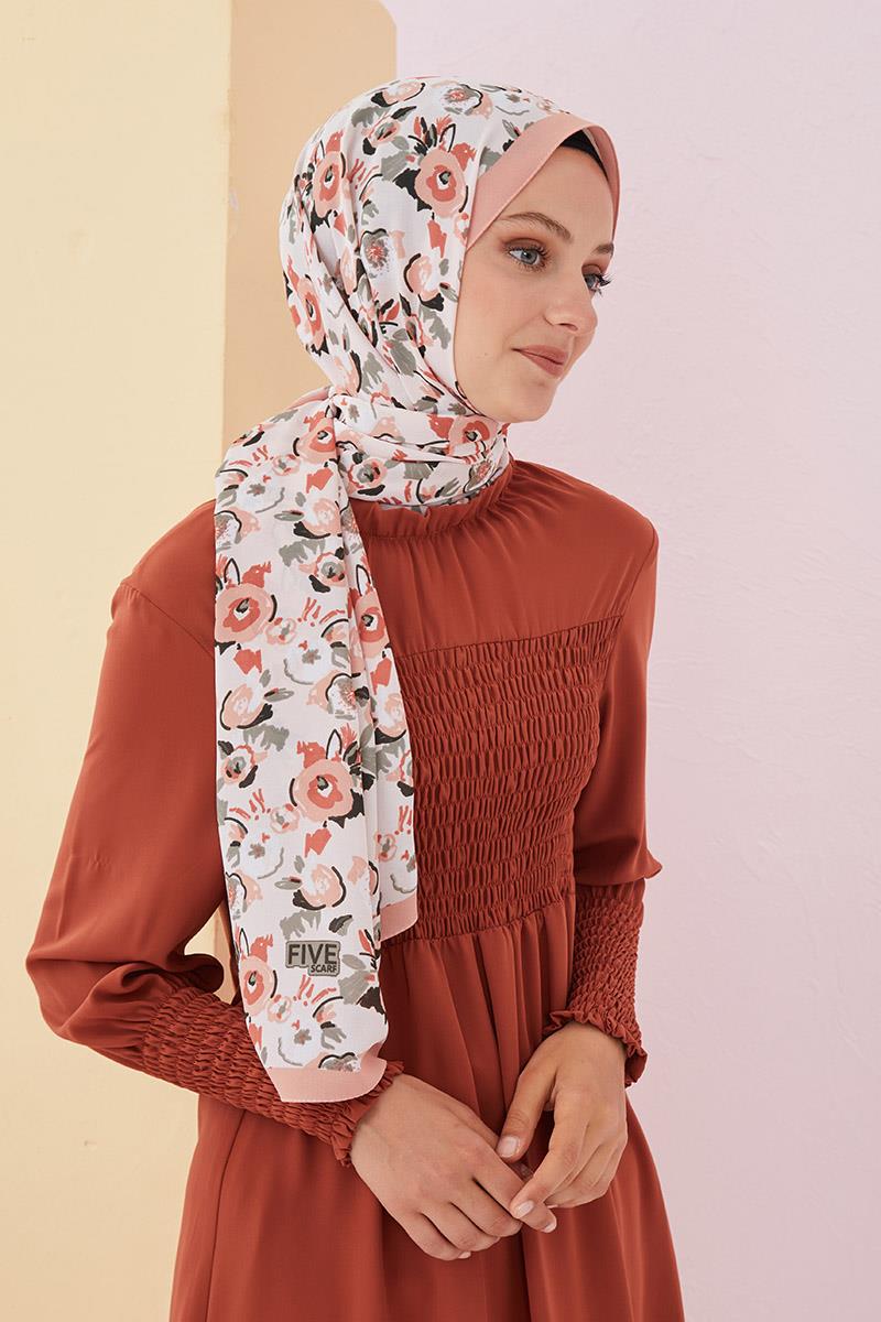 Fivescarf Somon Fulya Desen Krep Şal