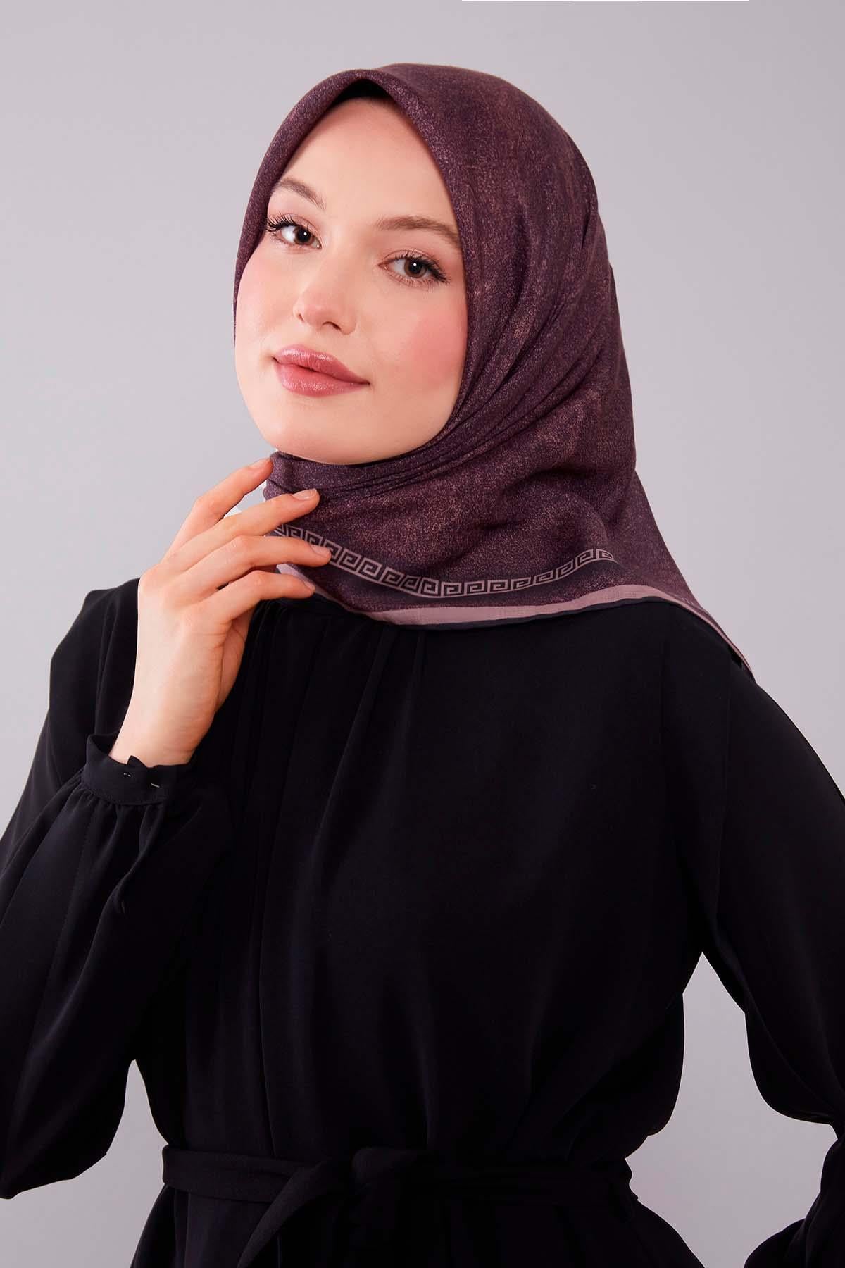 Fivescarf Somon Kenar Motifli Silk Cotton Eşarp