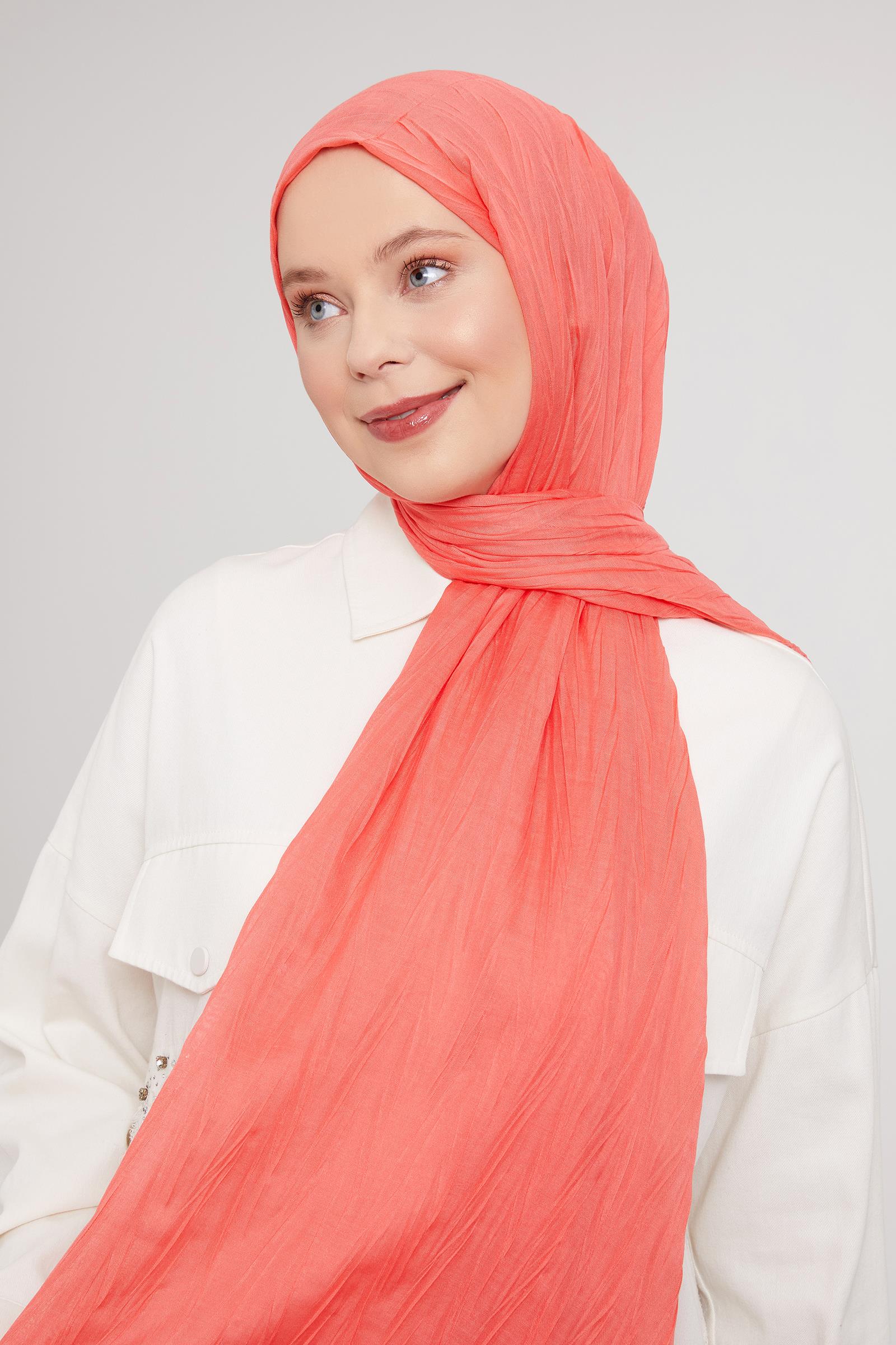 Fivescarf Somon Pliseli Pamuklu Şal