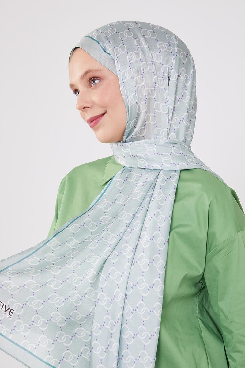 Fivescarf Su Yeşili Halka Desen Brand Şal