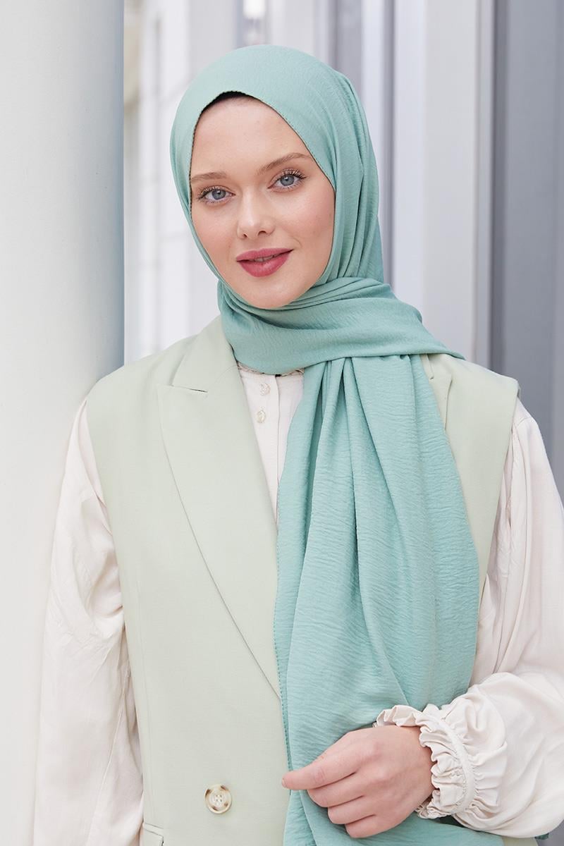 Fivescarf Su Yeşili Pamuk Cazz Şal