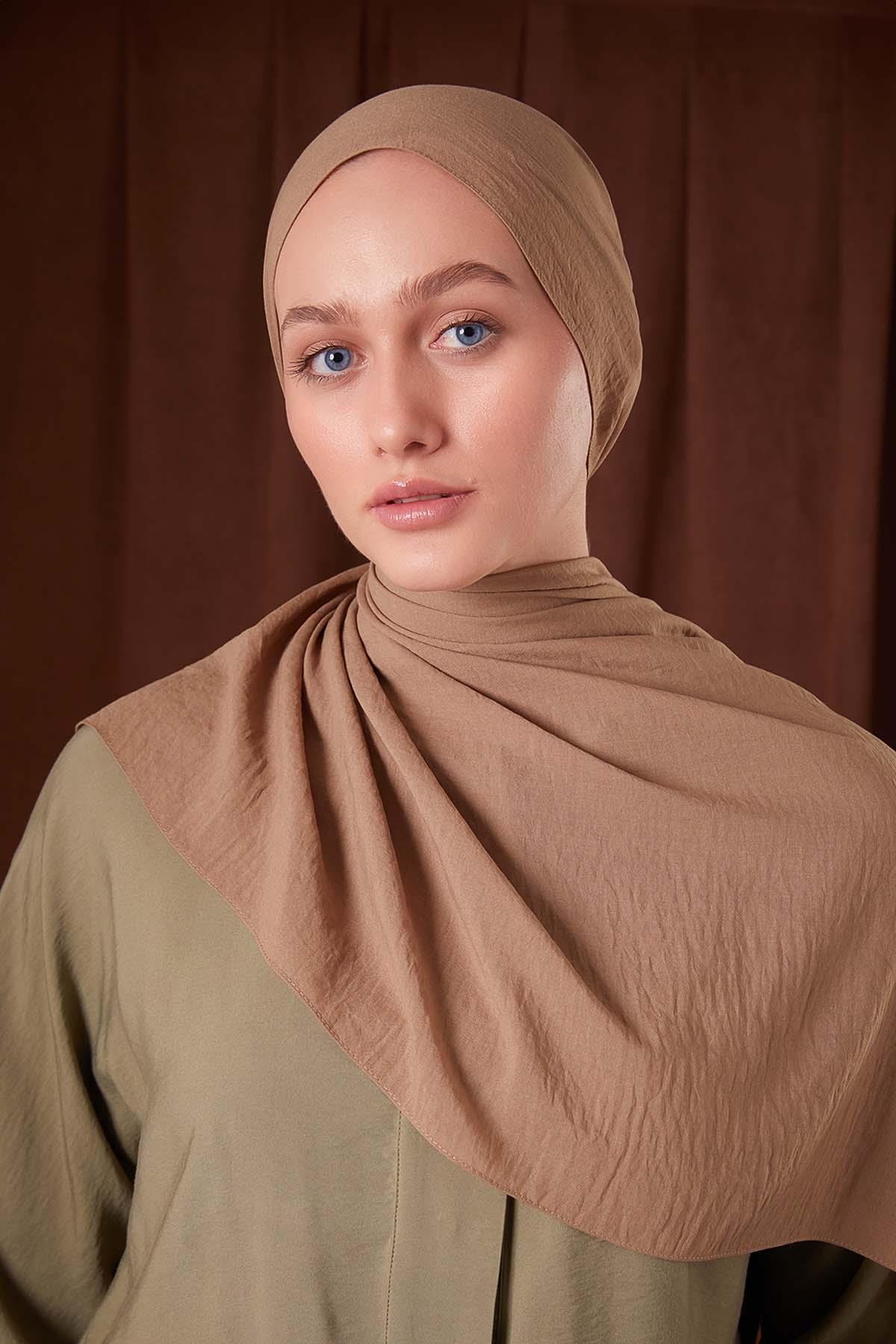 Fivescarf Sütlü Kahve Düz Luna Cotton Şal