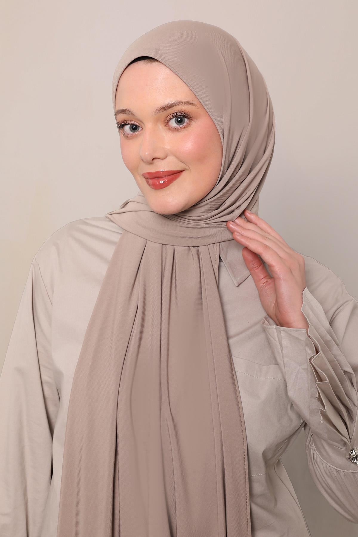Fivescarf Sütlü Kahve Düz Premium Jersey Şal