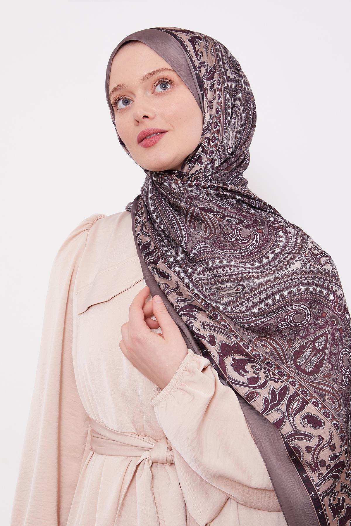 Fivescarf Sütlü Kahve Etnik Desen Brand Şal