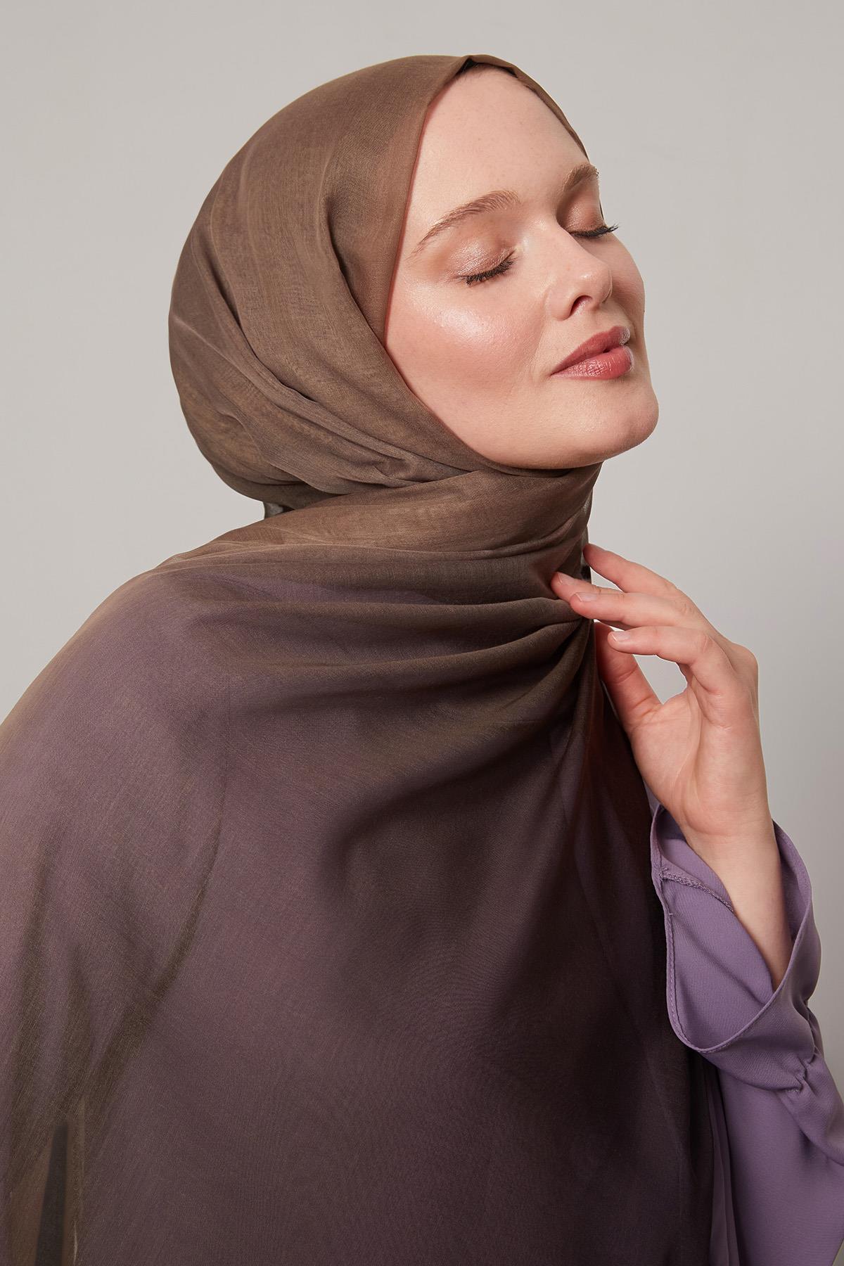 Fivescarf Sütlü Kahve Geçişli Comfort Şal