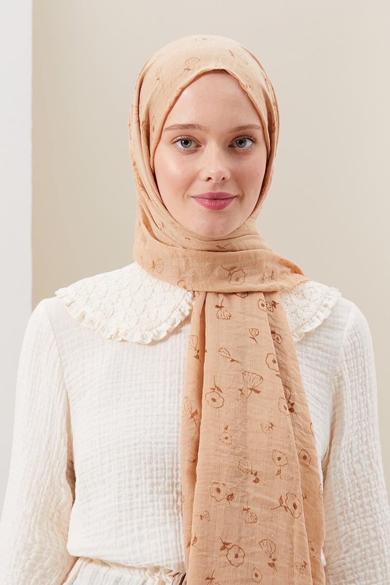 Fivescarf Sütlü Kahve Gül Comfort Line Şal