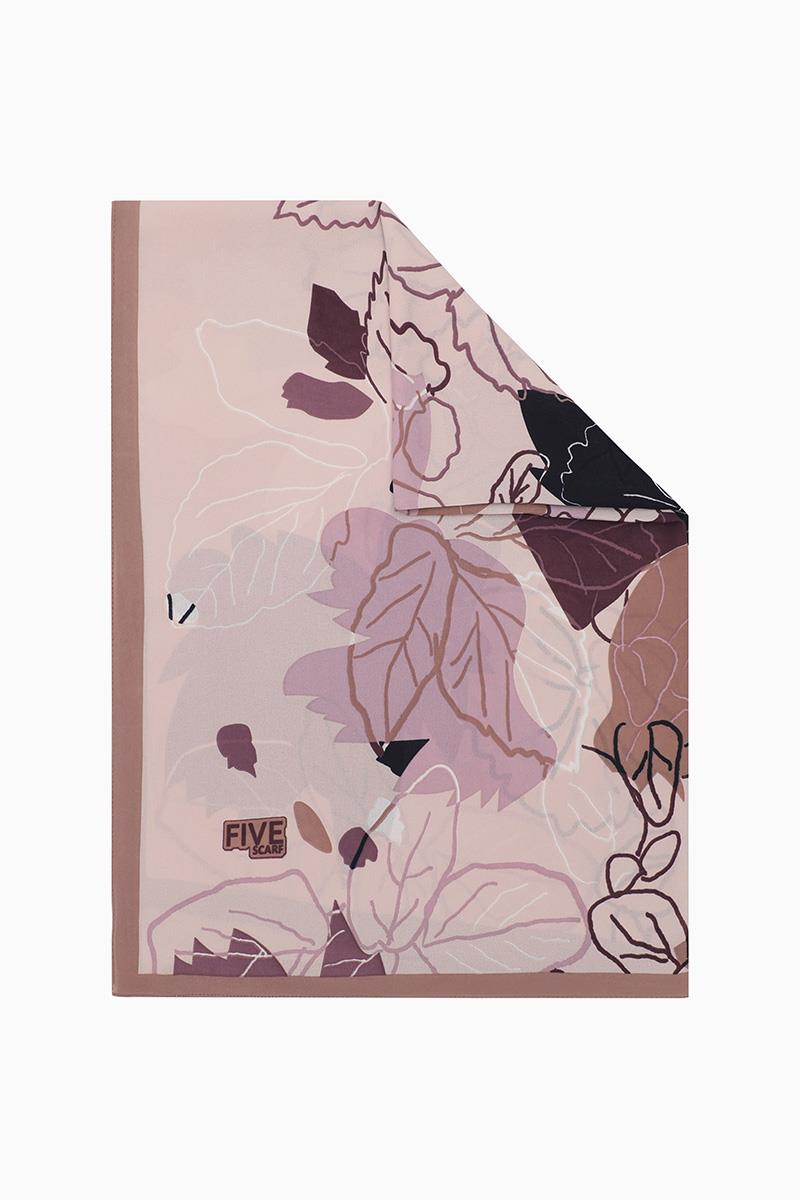 Fivescarf Sütlü Kahve Yaprak Desen Krep Şal