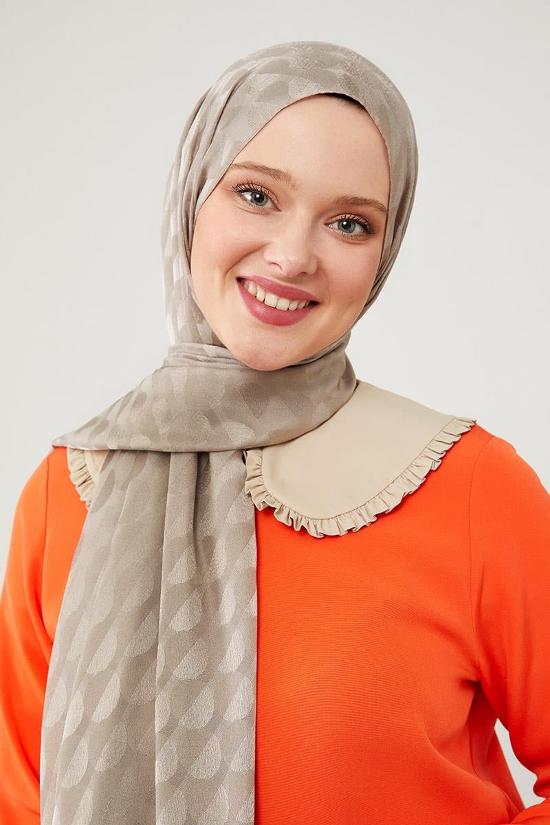 Fivescarf Taş Ay Desen Jakarlı Elegance Şal