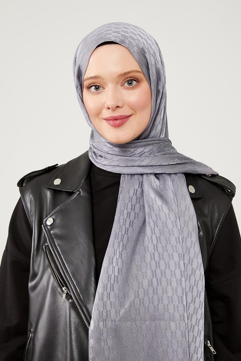 Fivescarf Taş Burgu Desen Jakarlı Elegance Şal