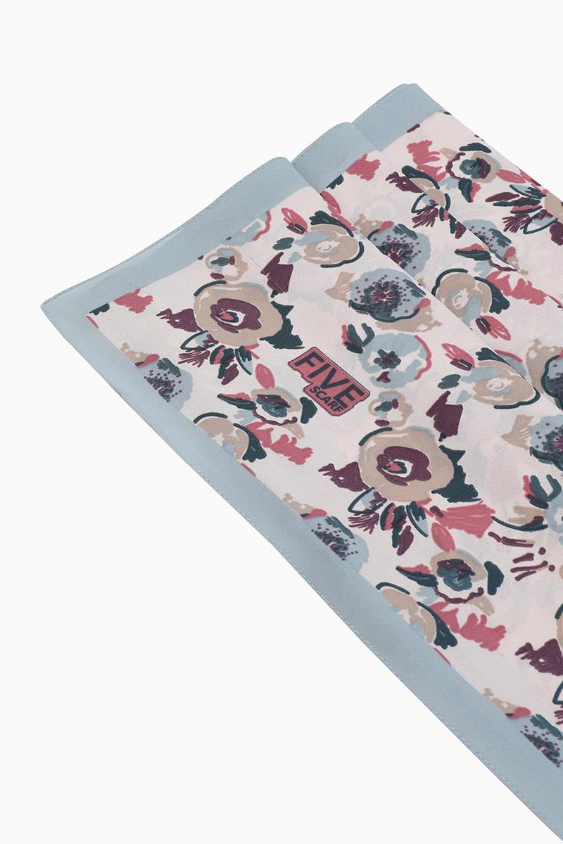 Fivescarf Turkuaz Fulya Desen Krep Şal