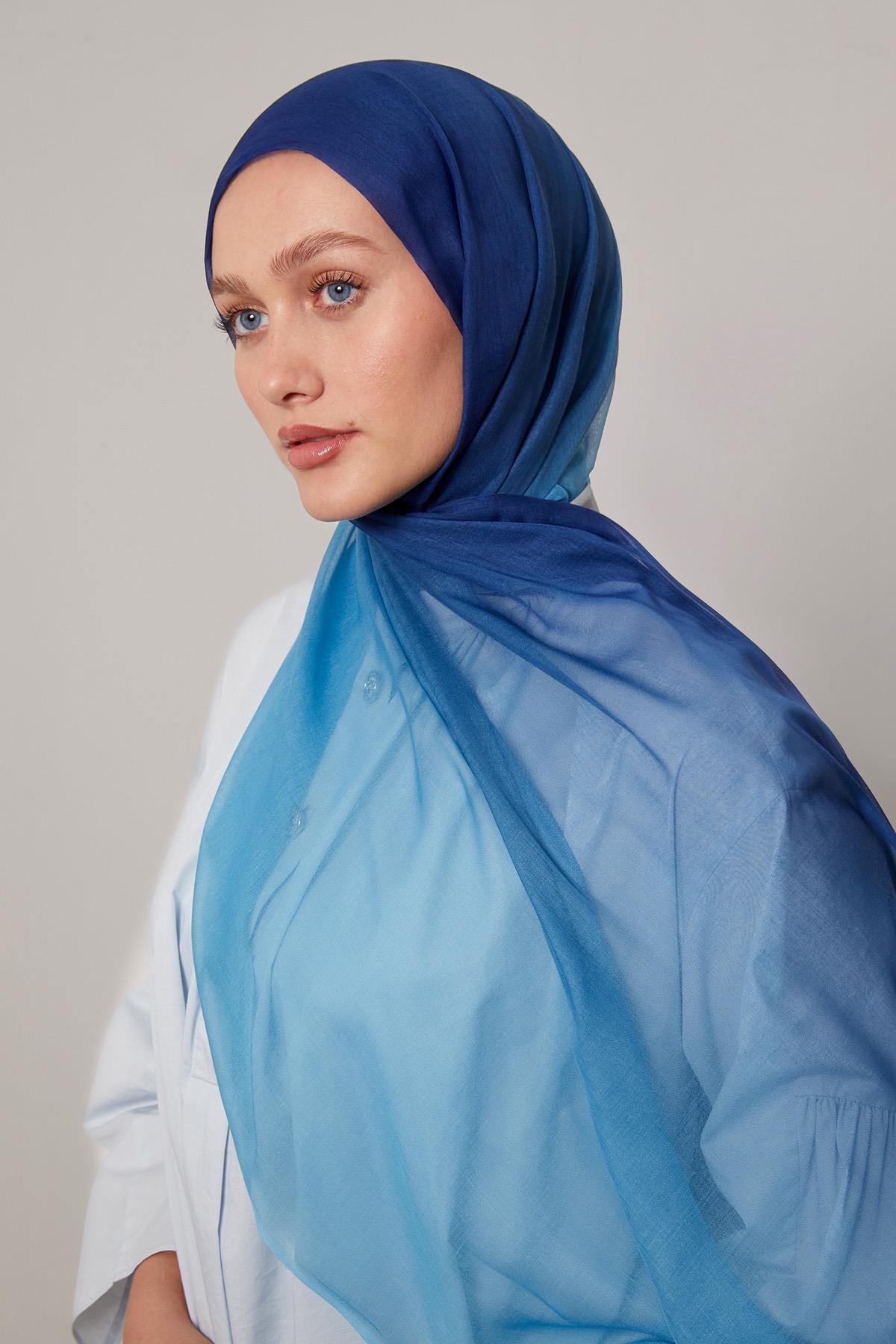 Fivescarf Turkuaz Geçişli Comfort Şal