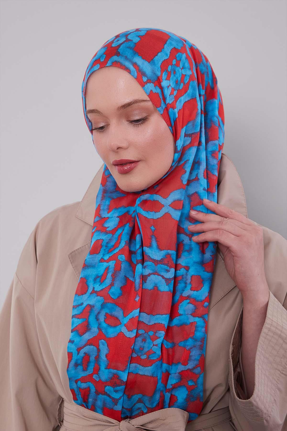 Fivescarf Turkuaz Leopar Desen Vivian Şal