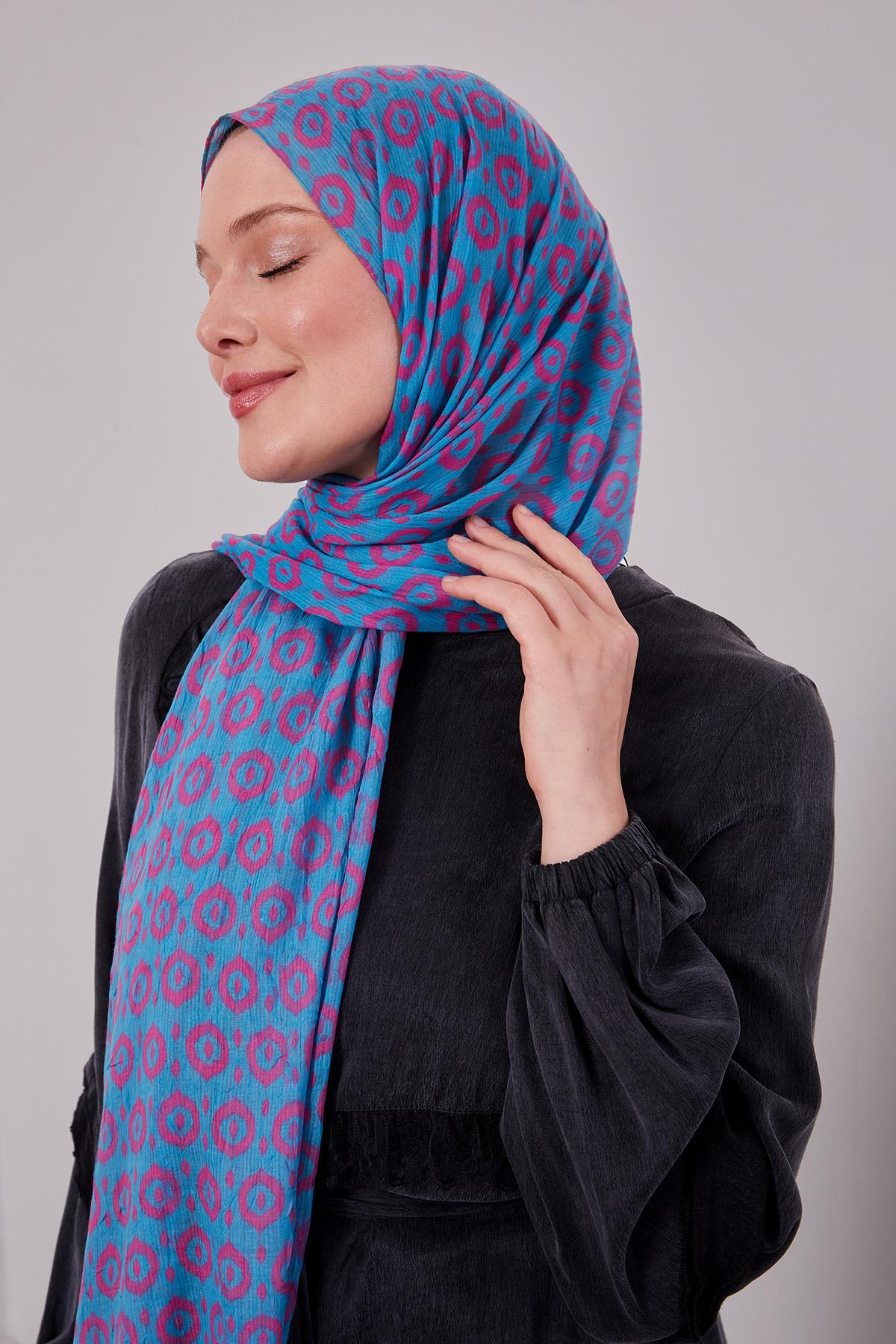 Fivescarf Turkuaz Micro Desenli Craze Comfort Şal
