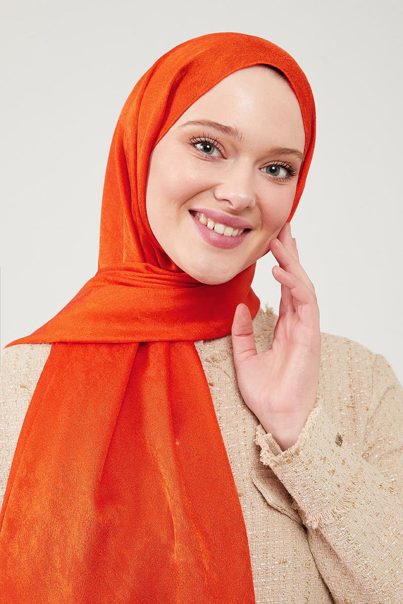 Fivescarf Turuncu Jakarlı Elegance Şal